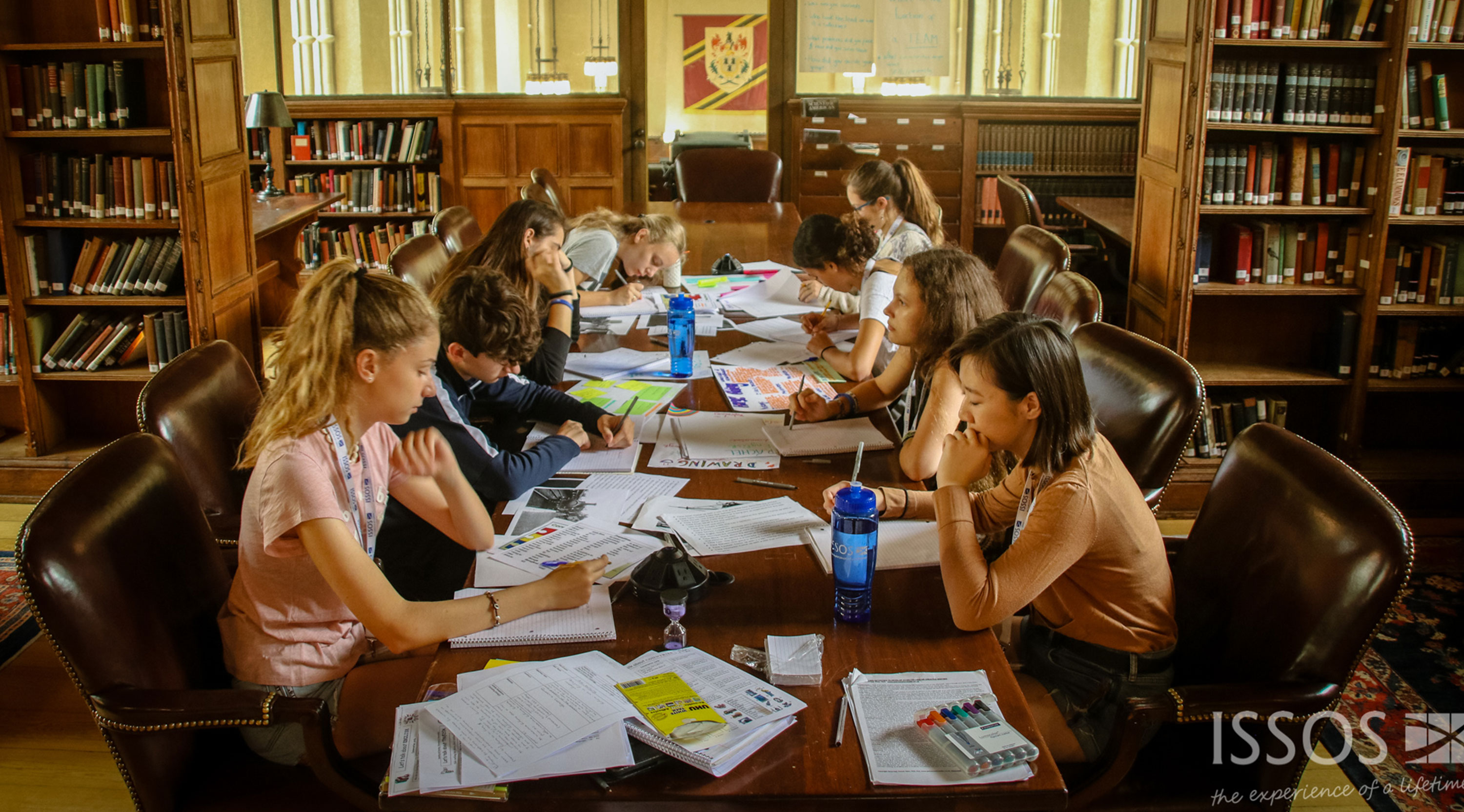 students studying in library